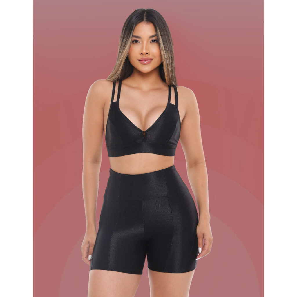 Bermuda curta e Top Para Treino Academia Zero Transparência