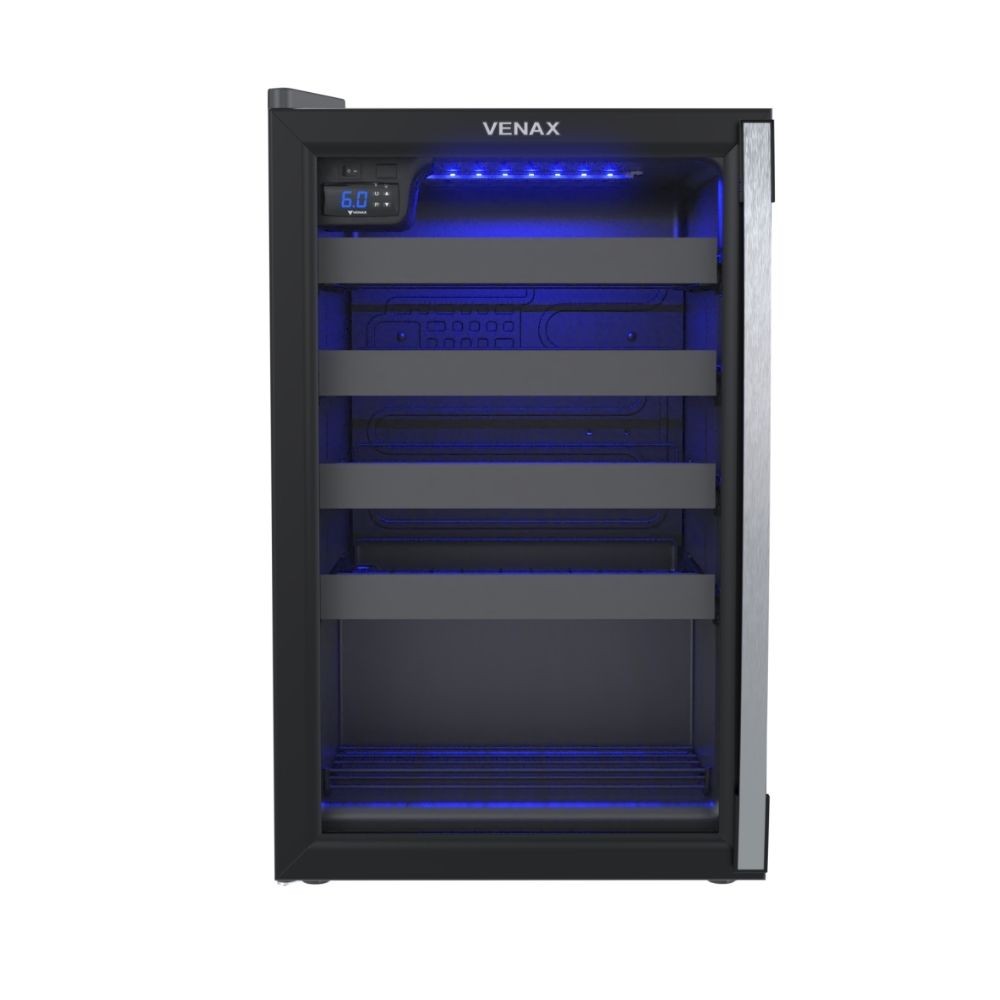 Adega Venax Piubella 100 para 24 Garrafas Porta Invertida Preto 127v