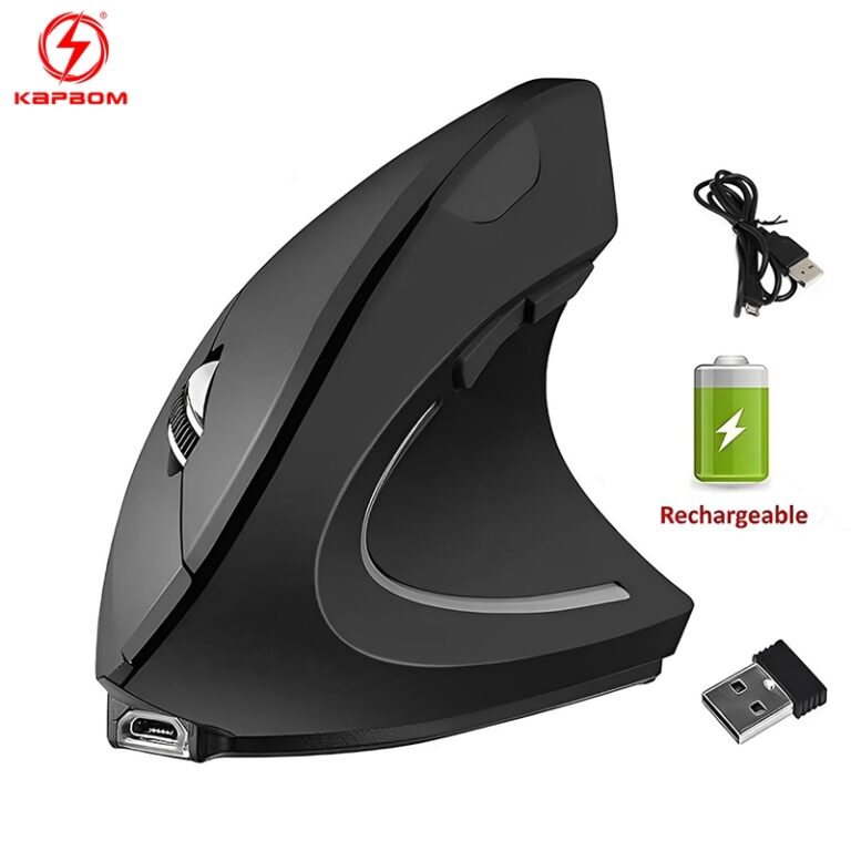 2.4GHz sem fio mouse vertical, 6 botões com luz R