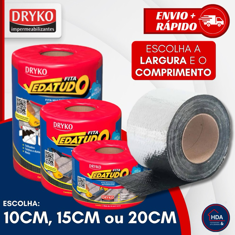 Fita Manta asfaltica de Aluminio Vedação Vazamentos 10cm 15cm ou 20cm Veda Tudo Laje Telhado Telhas