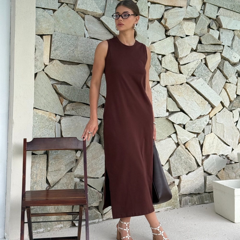 Vestido Longo Cavado Confort Algodão Premium