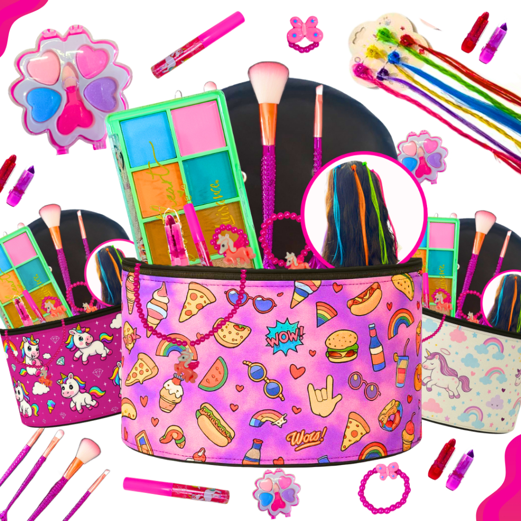 Kit Infantil Criança De Maquiagem Com Maletinha Make Linda Completa Unicórnio