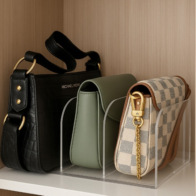 Organizador de Bolsas com 3 Divisões em Acrílico