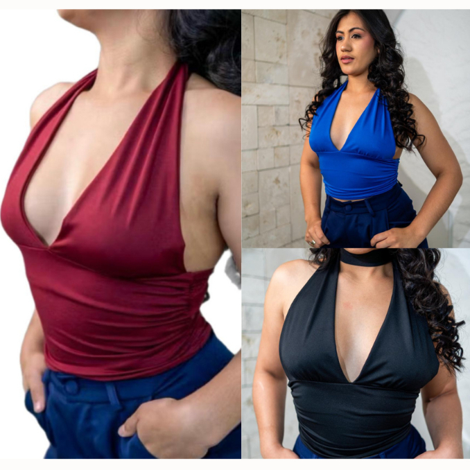 Blusa Cropped Com Amarraçao Multi forma Top  Deco