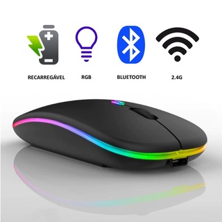 Mouse Bluetooth e Wireless Recarregável Sem Fio G