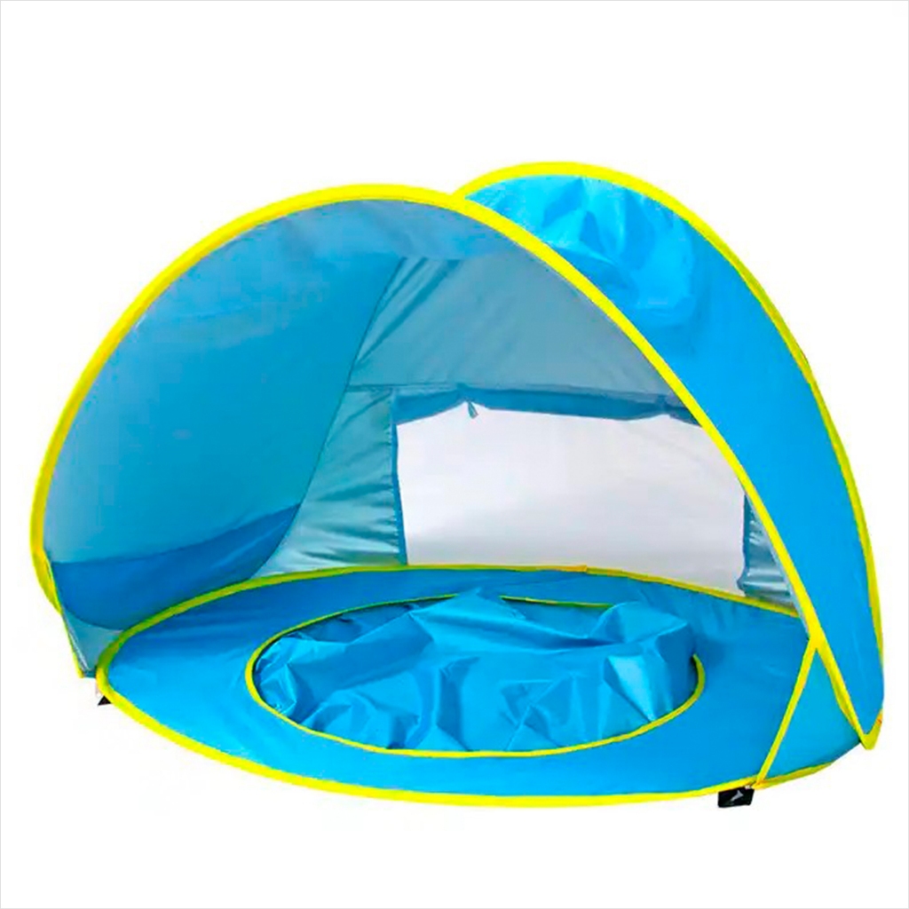 Tenda Infantil Piscina Praia Verão Proteção UV Barraca Desmontável Estrutura Flexível Montagem Fácil