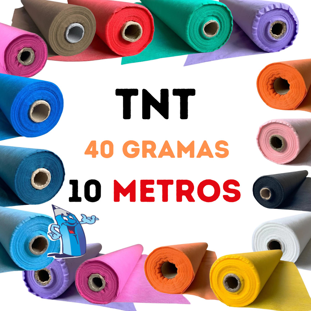 TNT LISO COM 10 METROS E 1,40 M DE LARGURA 40GM COLORIDO TECIDO NAO TECIDO DOBRADO