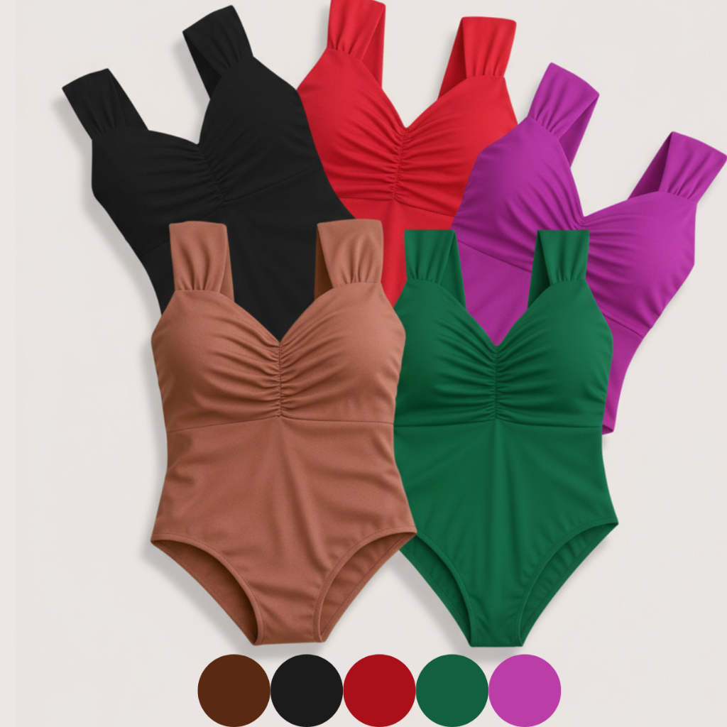 Kit 2 Maiô Feminino Moda Praia Suplex Poliamida Bojo Modelador Afina Cintura