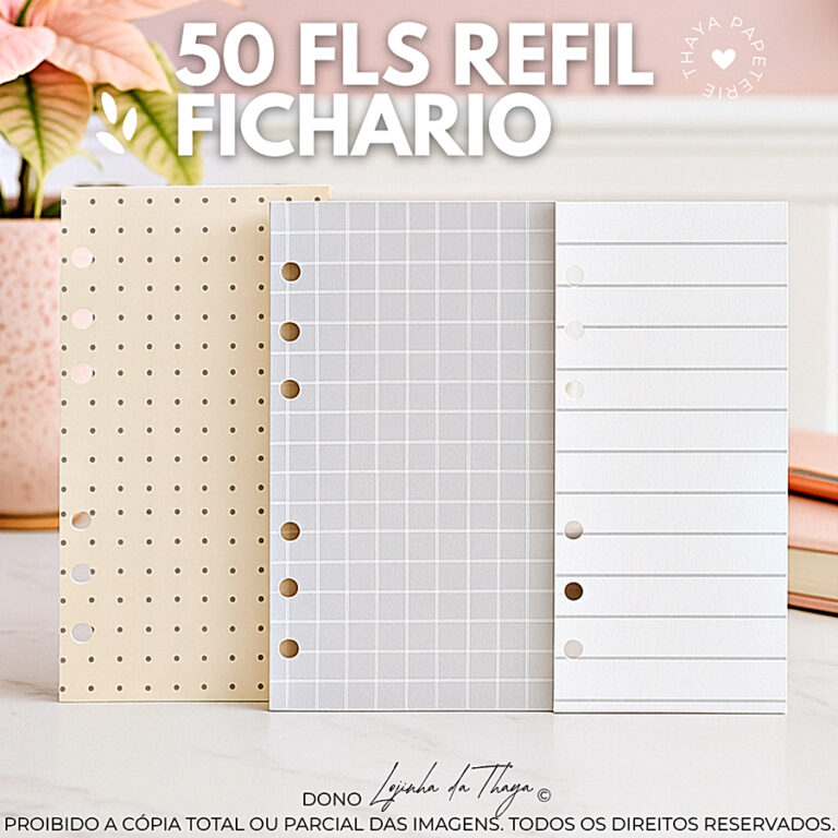 refil fichário binder 50 folhas de 90g pontilhada