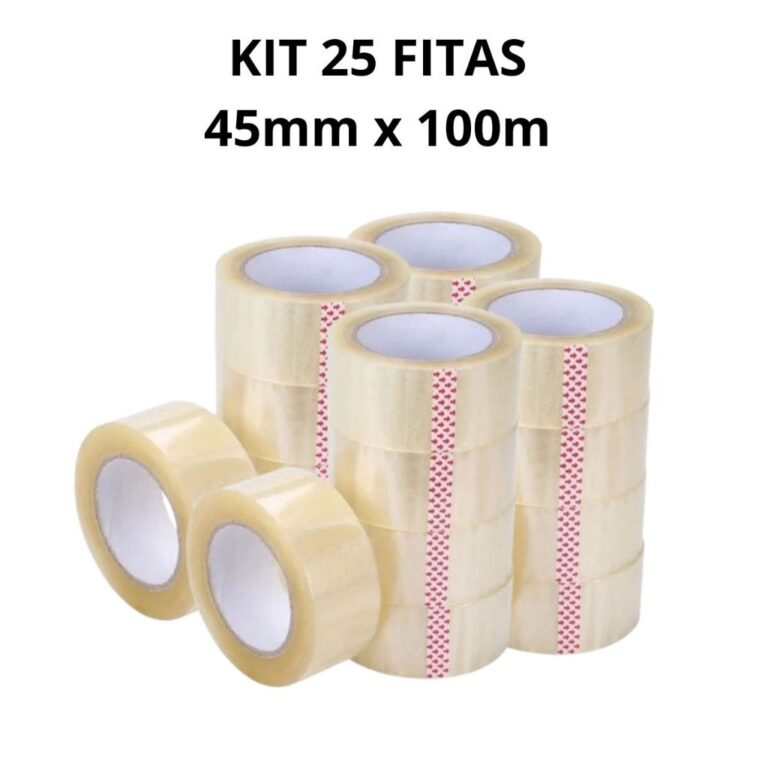Kit com 25 Fitas Adesiva Transparente 45mm X 100 M