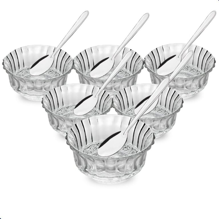 Jogo De Sobremesa De Vidro Kit Taças 275ml Colher