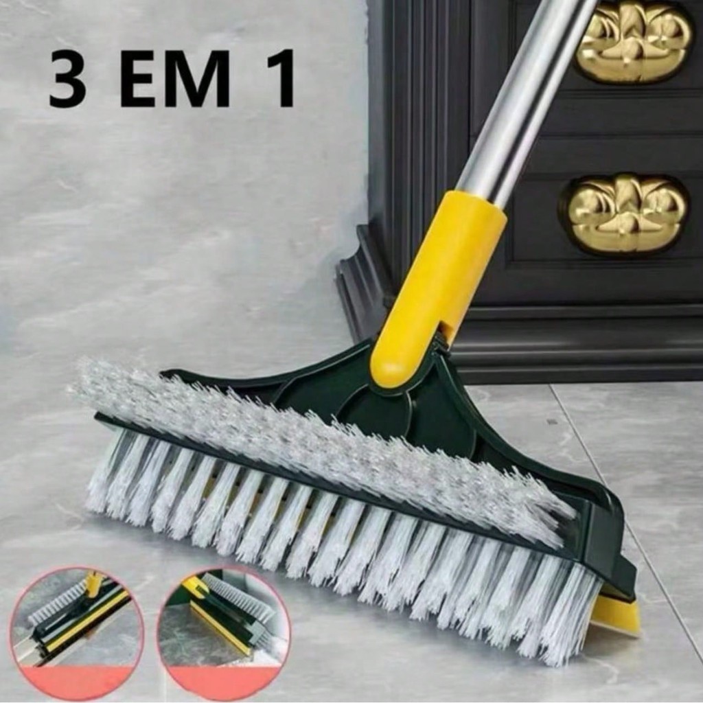 Mini Escova 3 Em 1 Vassoura Rodo Gap Limpeza Esfregão Mop Limpa