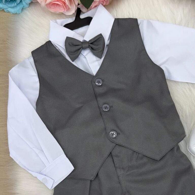 Conjunto Cinza Social Infantil Menino Pajem Casame