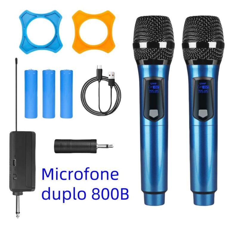 Kit 2 Microfones Sem Fio Profissional UHF com LED 
