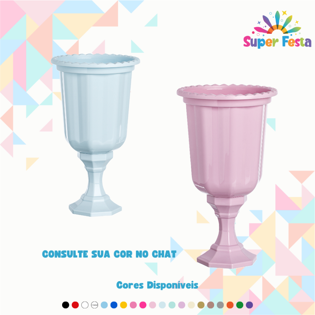 KIT COM 2 UNIDADES VASOS GREGO DECORATIVO LINHA DIAMANTE 850 ML – DIVERSAS CORES