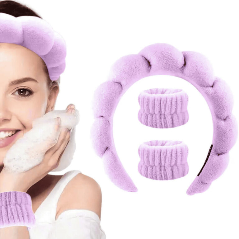 Kit Tiara Nuvem e Pulseira Atoalhada Skincare Maqu