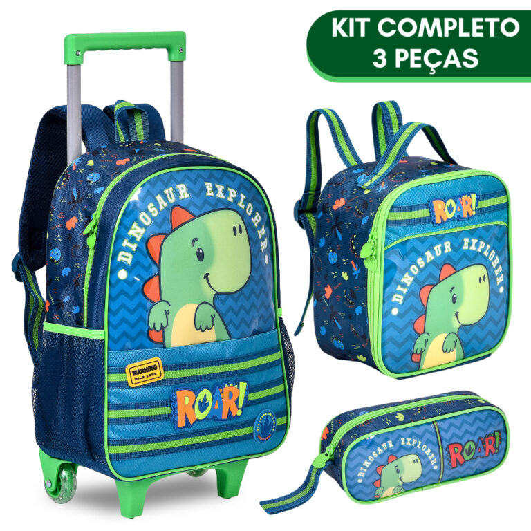 Kit Mochila Rodinha + Lancheira Termica + Estojo M