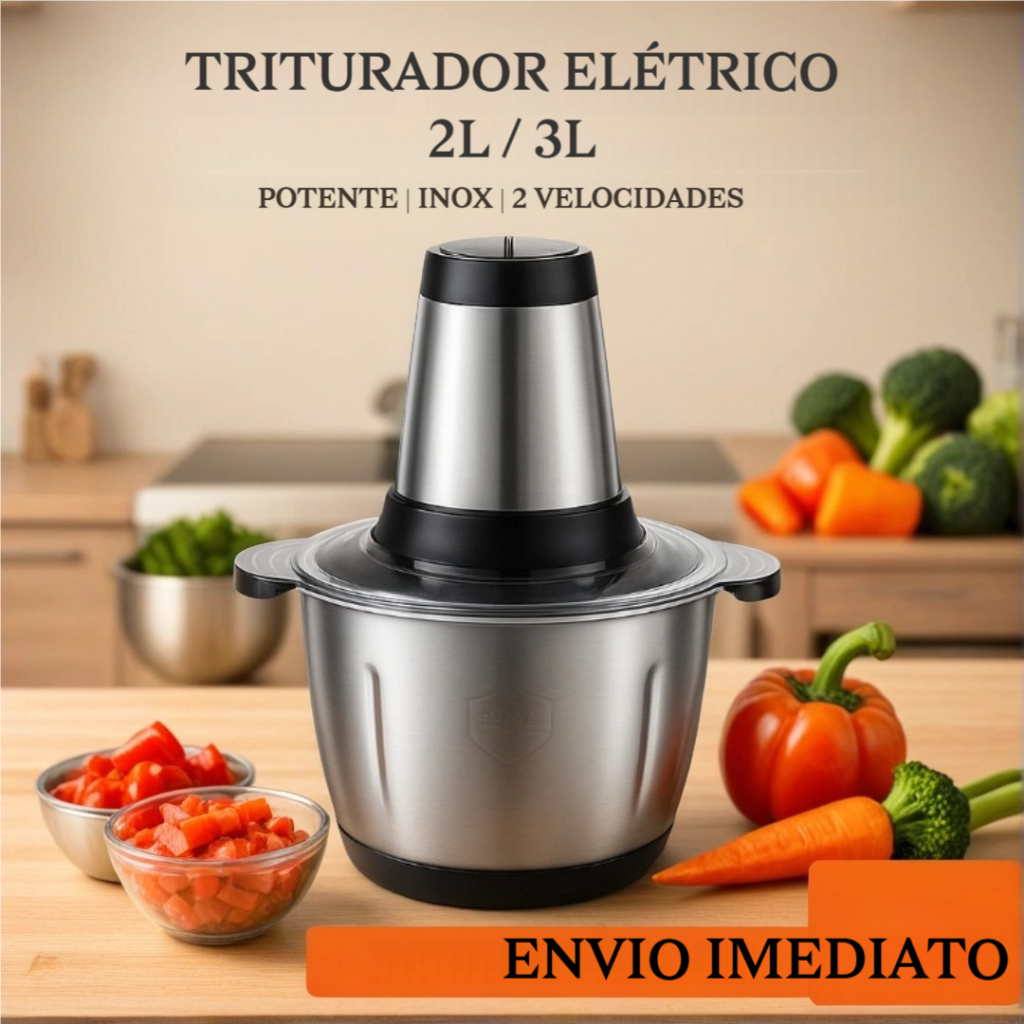 Moedor Triturador Processador Elétrico 2L/3L Multifuncional Seguro 110V/220V Alimentos Carnes Legume