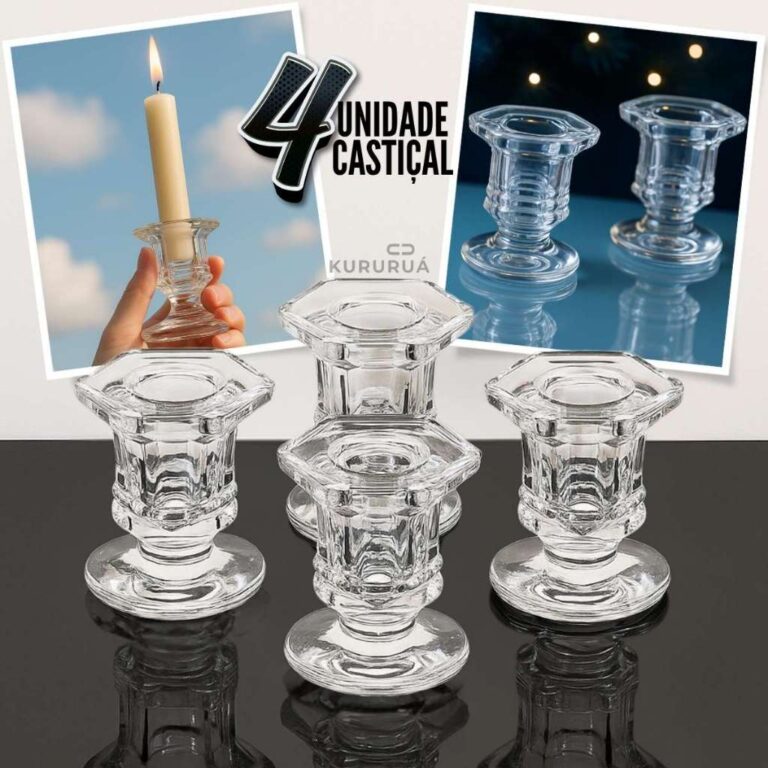 Kit 04 Porta Vela Castiçal De Vidro Resistente Ve