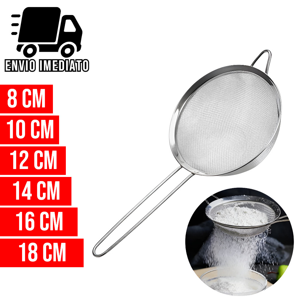 Peneira de Aço Inoxidável Coador para Cozinha Peneiras Massas 6 Tamanhos