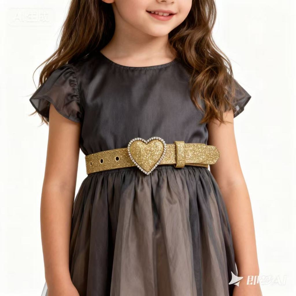 Cinto  Infantil Fivela Coração Com brilhando