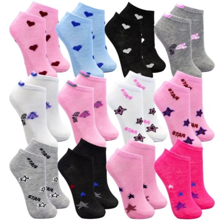 Kit Ate 12 Pares De Meia Feminina Estampada Cano C