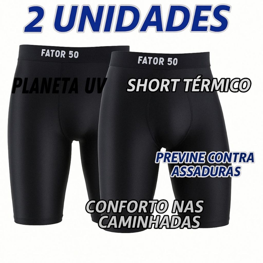 KIT 2 SHORT TÉRMICO 2 UNIDADES P, M, G, GG, G1 E G2
