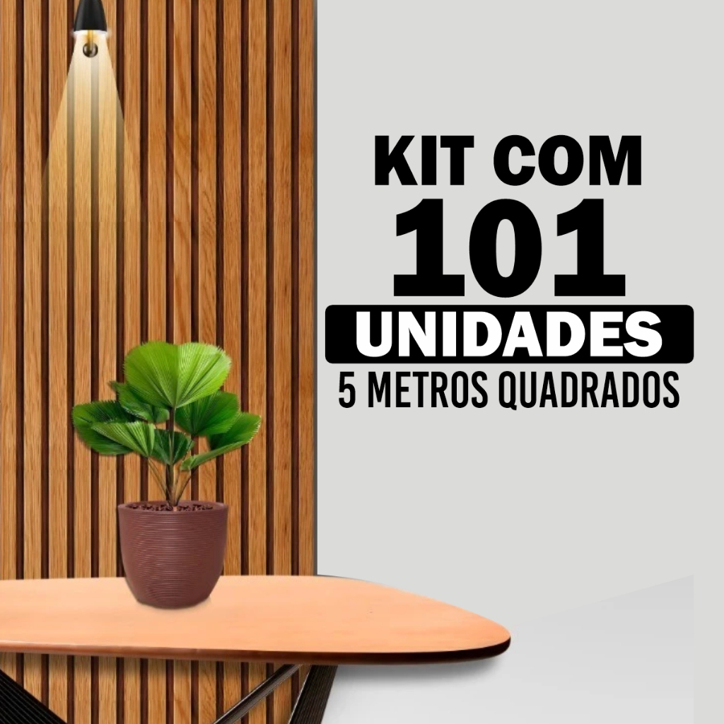 Kit até 101 Revestimentos Ripa Ripados MDF 45x11cm com Variações de 21 até 101 unidades com dupla fa