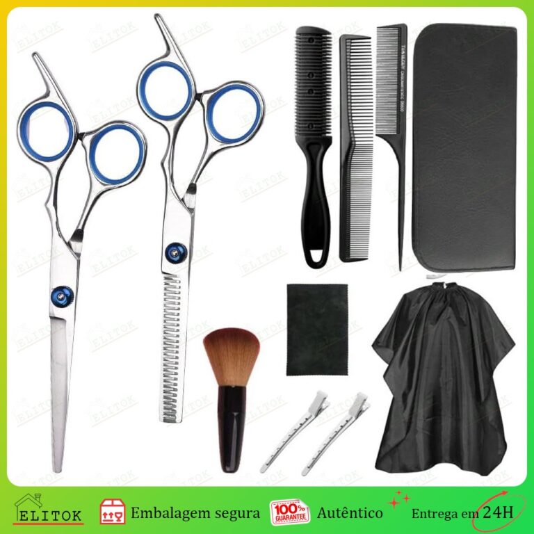 Kit 11 Peças Barbeiro Barbear Inoxidável Tesoura