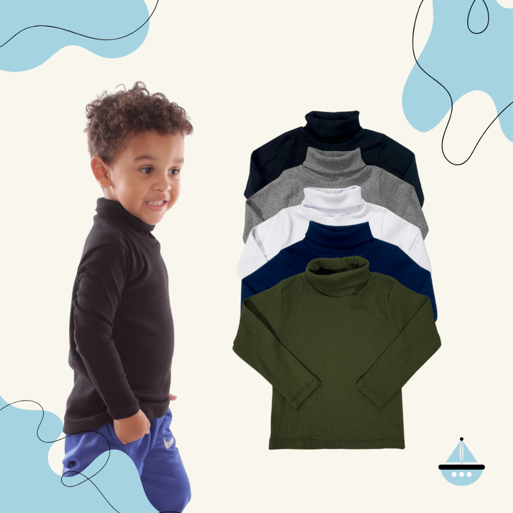 Kit 5 Blusa Cacharrel Infanto Juvenil Gola Alta Algodão Menino 6 a 12 Anos Cor Sortida Elegante