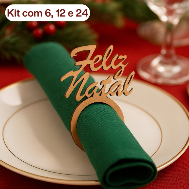 Porta Guardanapo Feliz Natal Letra Mão Kit 12 uni