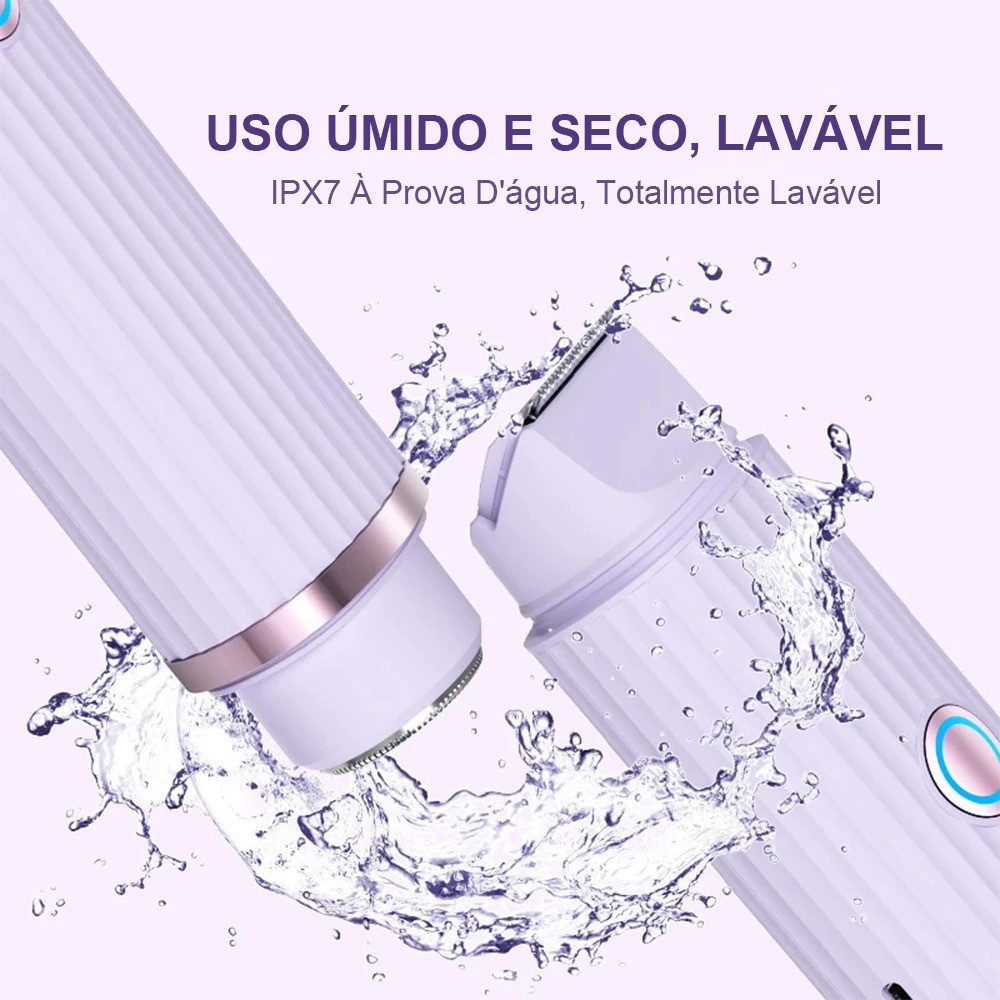 Depilador Eletrico Feminino Recarregável Removedor De Pelos Navalha Dupla
