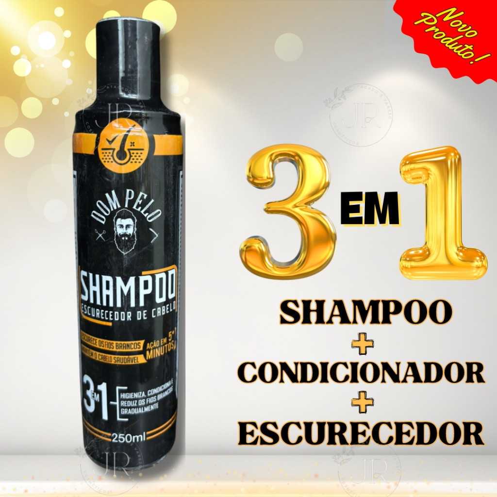 Shampoo Escurecedor De Cabelos Brancos Grisalhos Dom Pelo 250ML – 1 UNIDADE