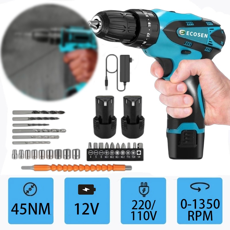 Furadeira Parafusadeira  Sem Fio 3/8 a bateria 12V 2 Baterias e acessórios  Mondial (110V/220