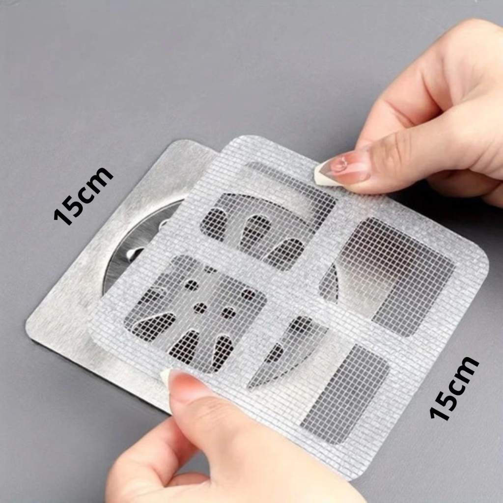 Filtro de Ralo Descartável  Tela Adesiva Protetora Anti-Odor Insetos para Pia Banheiro 10x10cm /15×1