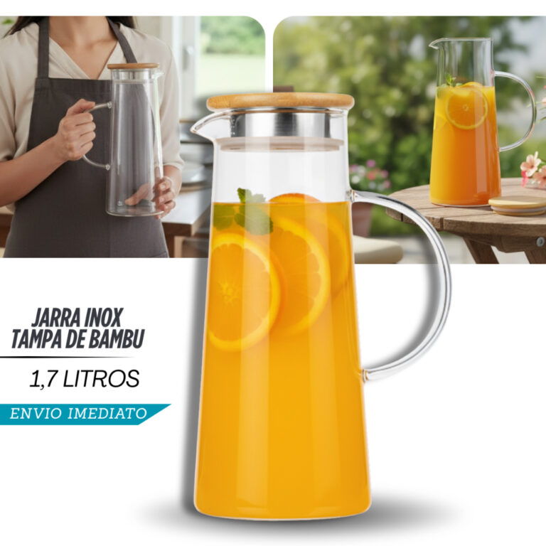 Jarra De Vidro Borossilicato 1,7 Litros Tampa Em B