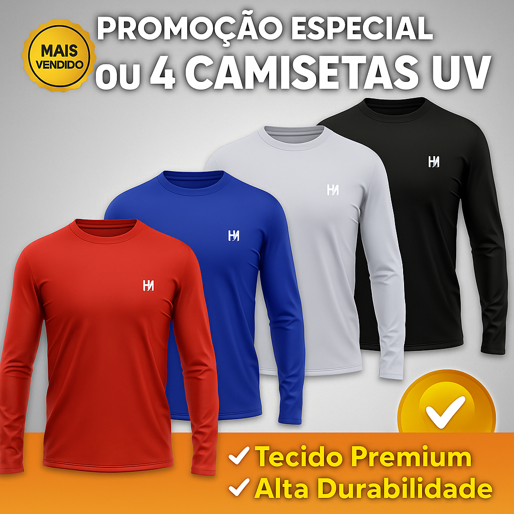 Camisetas Térmicas Proteção Solar Uv 50+ Manga Longa Dry Fit Praia