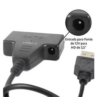 Cabo sata usb 3.0 com entrada para fonte para uso 