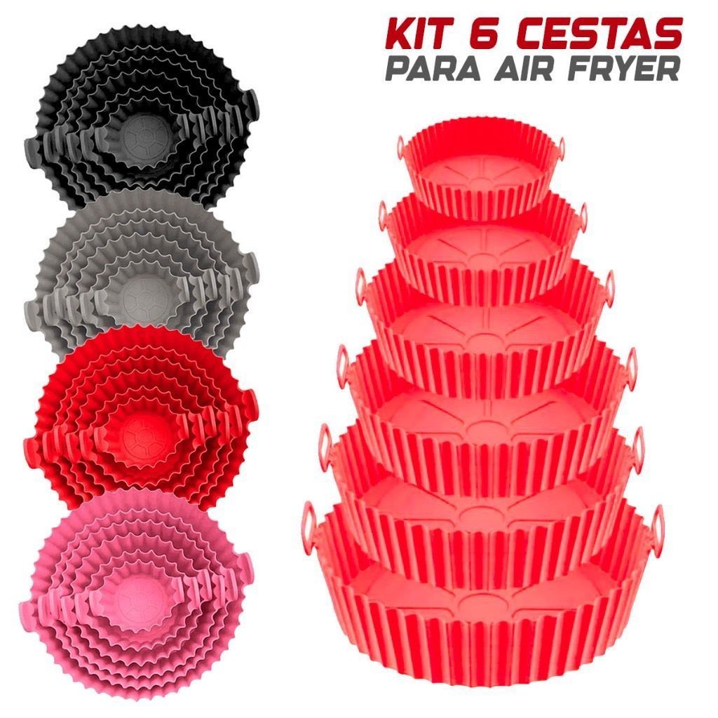 Kit 6 Capas Protetoras de AirFryer de Silicone Diferentes Medidas