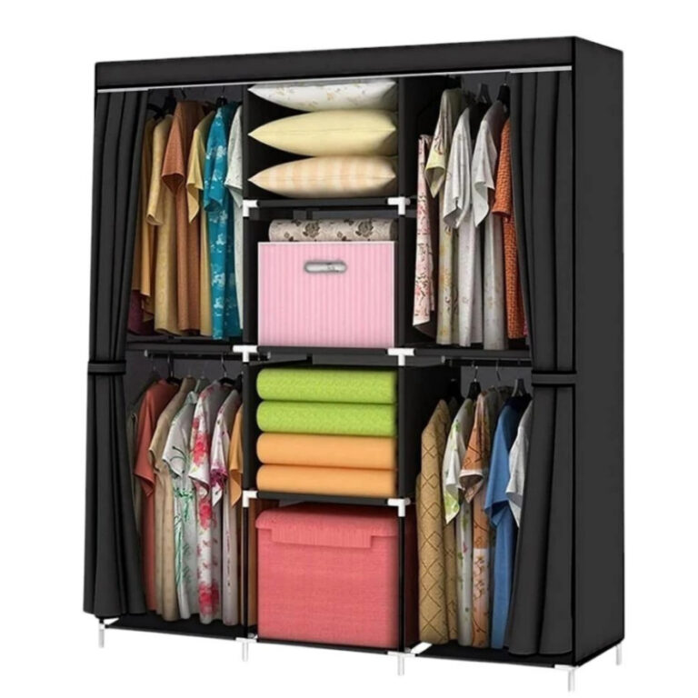 Guarda-Roupas Dobrável de Tecido com Cabideiro e 