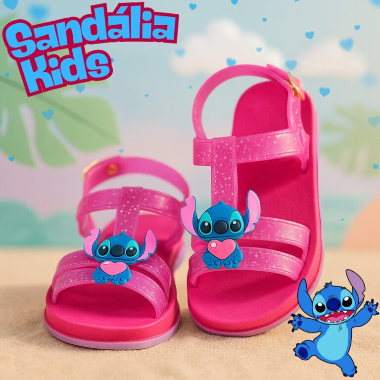 Sandália Stitch Infantil Feminina Macia e Fácil 