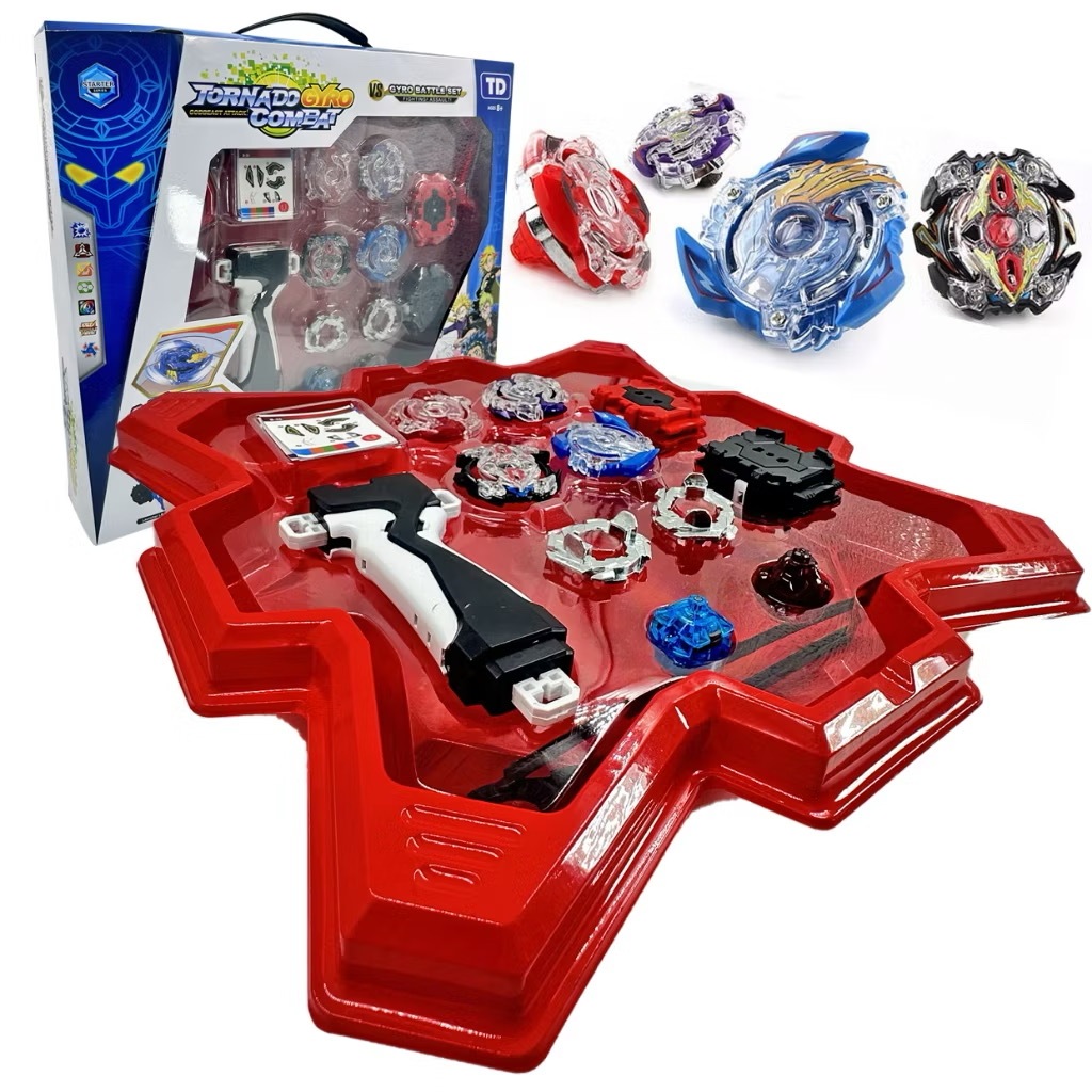 Kit Beyblade Burst 4 In 2+2 Lançadores+Arena Grande Pião Brinquedo Para as Crianças Profissional de