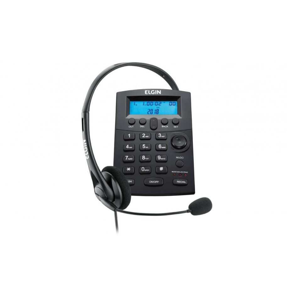 Headset telefonista c/ identificador chamada elgin hst-8000
