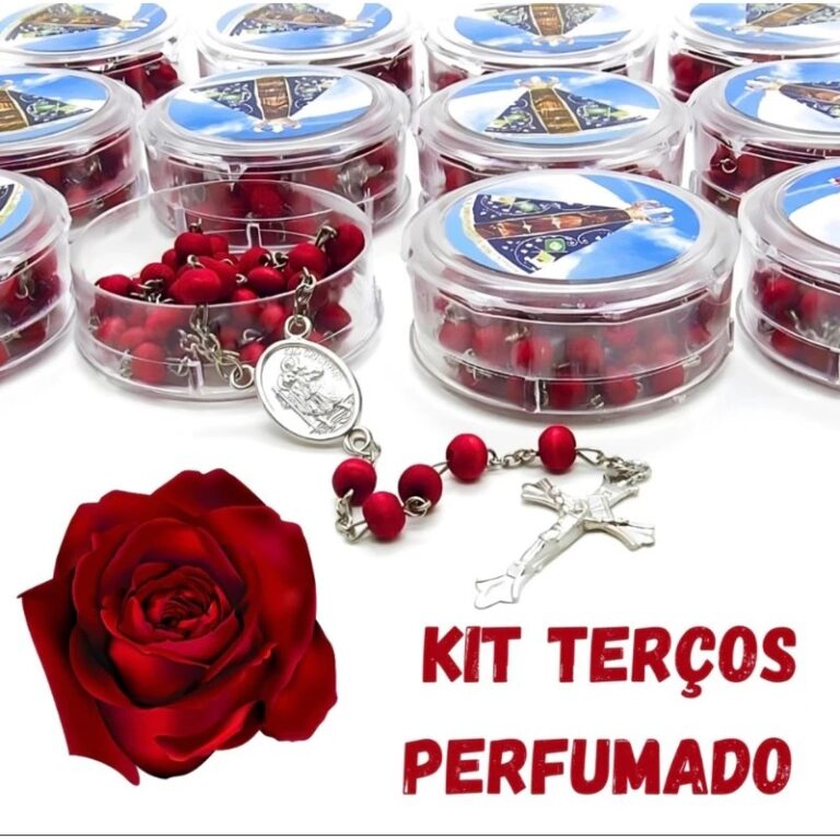 KIT 12 Terço Perfumado Com Cheiros De Rosas Nossa