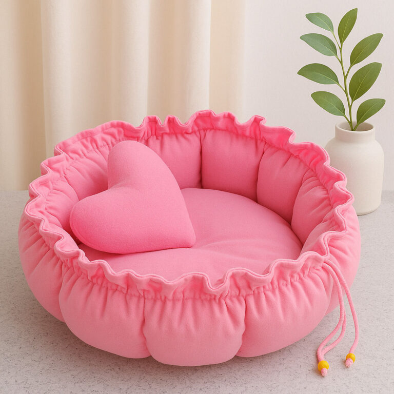 Caminha Redonda com Almofada de Coração Cama Pet