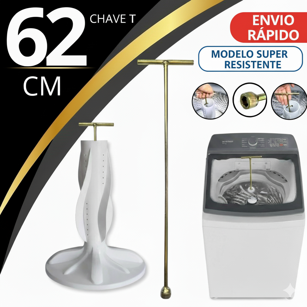 Chave T 10mm Longa 62cm para Maquina de Lavar Agitador Brastemp Electrolux