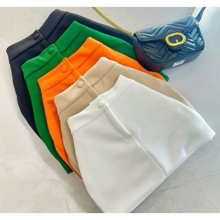 Short Saia Feminino Com Botão Tendência Promoç�