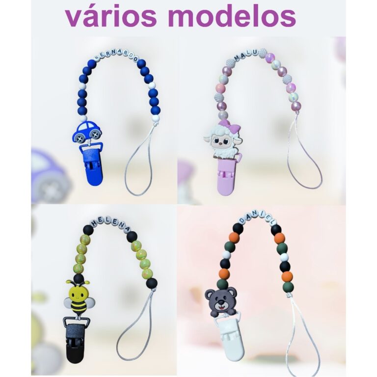 Prendedor de chupeta personalizado com nome do beb
