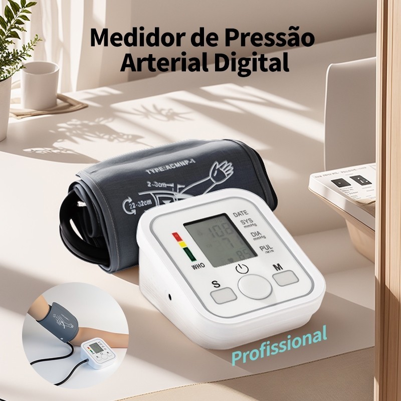 Medidor de pressão arterial digital braço aparelho de pressao arterialprofissional esfigmomanômetro