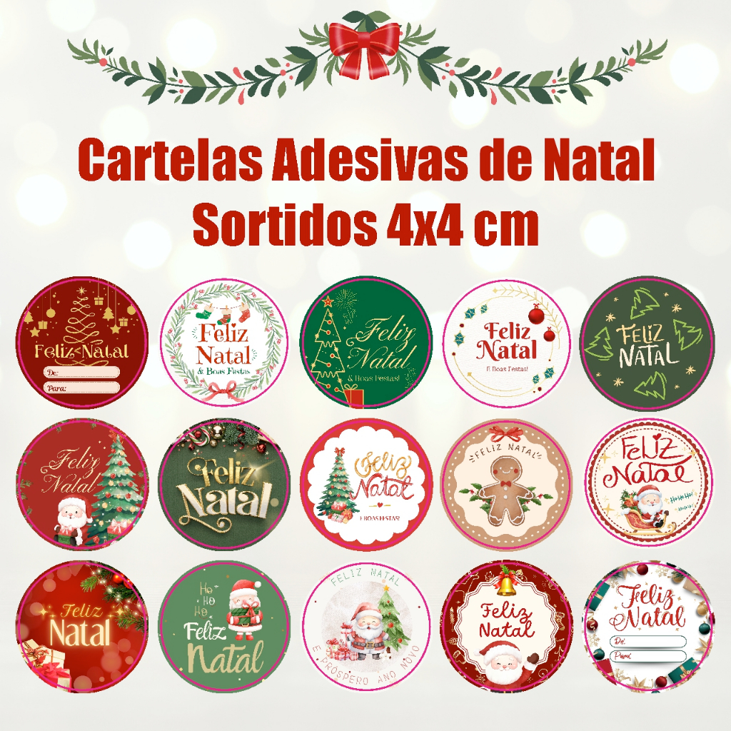 Adesivos Natalinos Feliz Natal | Etiquetas 4cm | Embalagens, Presentes e Lembrancinhas